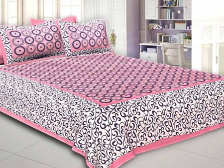 Vamika Printed Cotton Pink & Black Bedsheet With Pillow Covers (LEOD_CHKR_P) Fashion