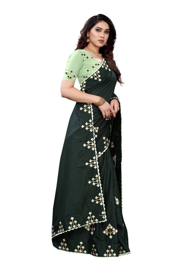 Vamika Green Dola Silk Embroidery Saree (JENY GREEN) Cheap