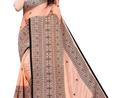 Vamika Peach Sana Silk Printed Saree (Nihal Peach) Hot on Sale