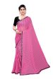 Vamika Pink Malai Silk Printed Saree (Zigzag Pink) Hot on Sale