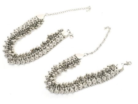 Mominos Fashion Kamal Johar Oxidised Heavy Silver Anklets Hot on Sale