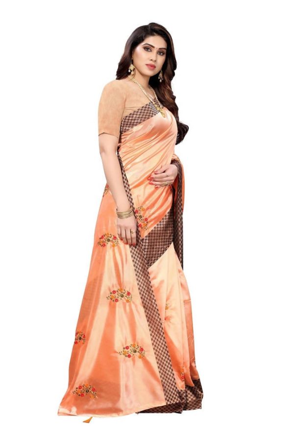 Vamika Orange Crepe Embroidery Saree (Nirali Orange) Hot on Sale