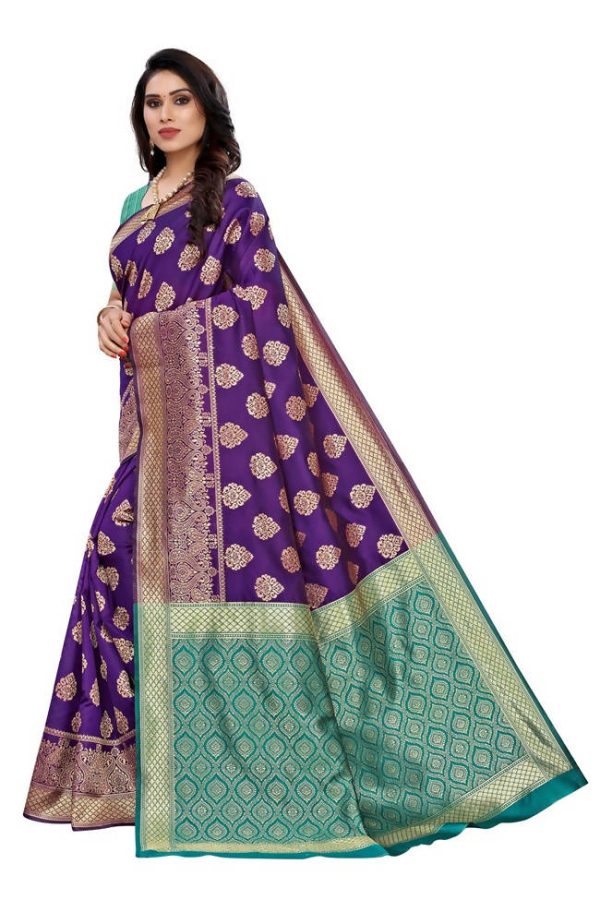 Vamika Banarasi Jacquard Weaving Purple Saree (Dangal Purple) Supply