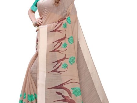 Vamika Brown Linen Satin Patta Saree (VANI CHIKU) Cheap