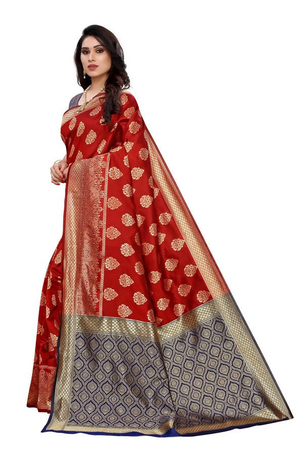 Vamika Banarasi Jacquard Weaving Red Saree (Dangal Red) Online now