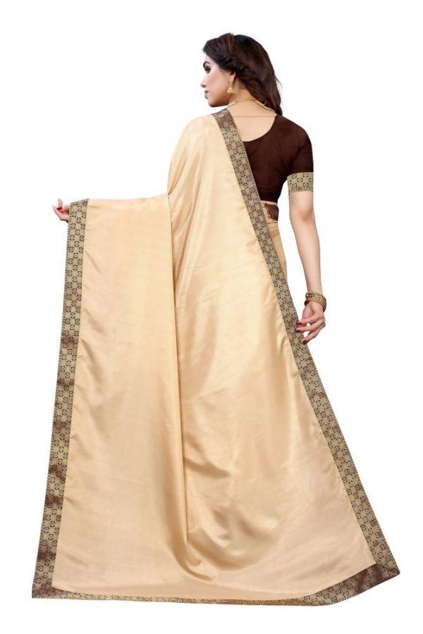 Vamika Cream Dola Silk Border Saree (Kirti Cream) Fashion