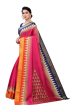 Vamika Pink & Blue Linen Jari Border Saree (GUNJAN PINK) For Sale