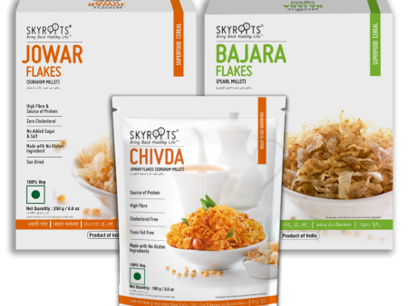 Skyroots Jowar Flakes + Bajara Flakes + Jowar Flakes Chivda Combo Pack For Discount