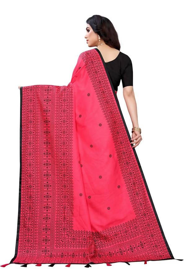 Vamika Pink Sana Silk Printed Saree (Nihal Pink) Online now