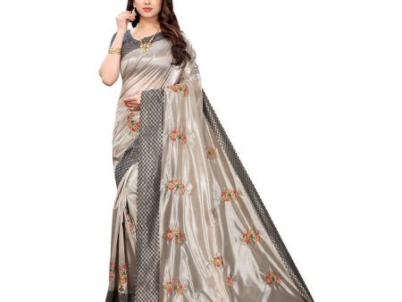 Vamika Grey Crepe Embroidery Saree (Nirali Grey) Online