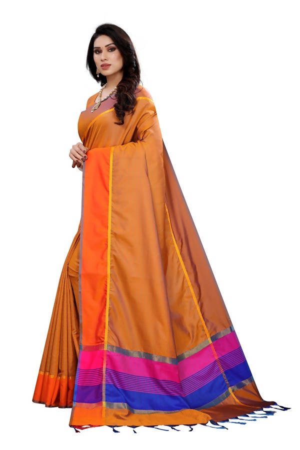 Vamika Orange Cotton Silk Weaving Saree (Binita Orange) Fashion