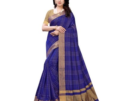 Vamika Navy Cotton Silk Weaving Saree (Anaya Navy Blue) Hot on Sale