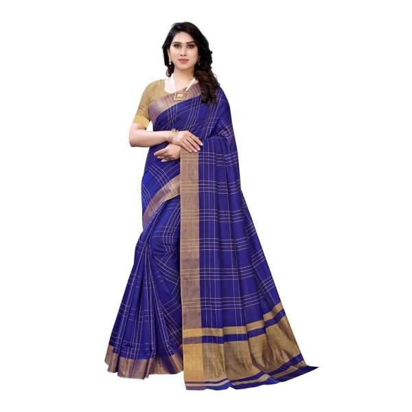 Vamika Navy Cotton Silk Weaving Saree (Anaya Navy Blue) Hot on Sale