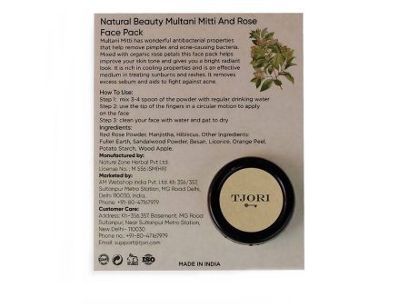 Tjori Natural Beauty Multani Mitti And Rose Face Pack Online Hot Sale