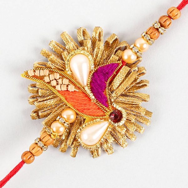 Zardosi Lustrous Rakhi And Soan Papdi Combo Fashion