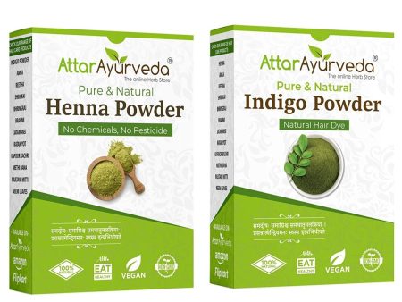 Attar Ayurveda Henna Powder, Indigo Powder Combo Pack Cheap