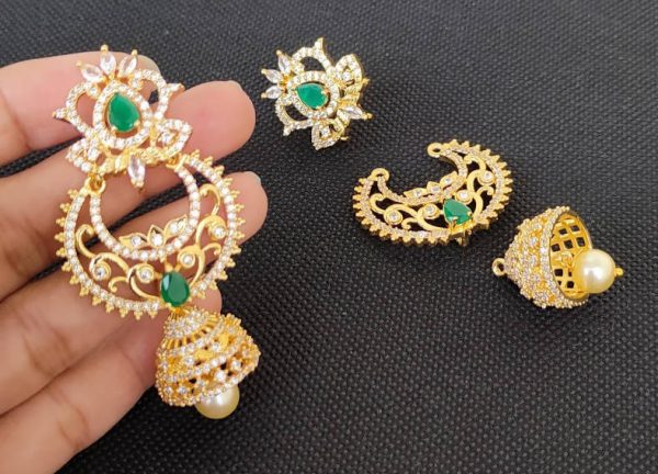 AD Emeralds Designer Jhumkas Hot on Sale