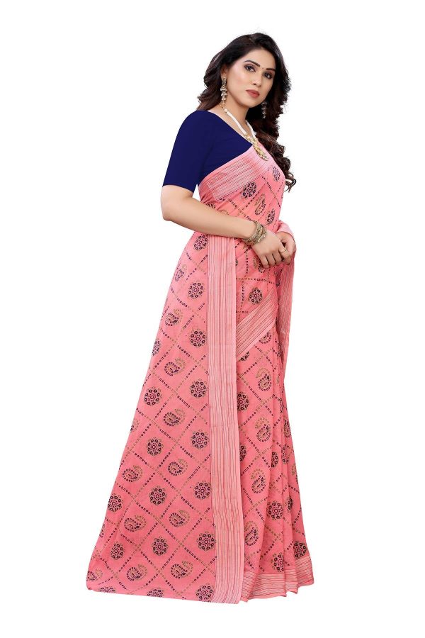 Vamika Peach Linen Jari Border Saree (CHARVI PEACH) Hot on Sale