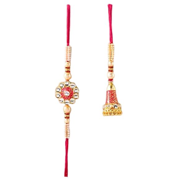 Traditional Meenakari Lumba And Kundan Rakhi Set Online Sale