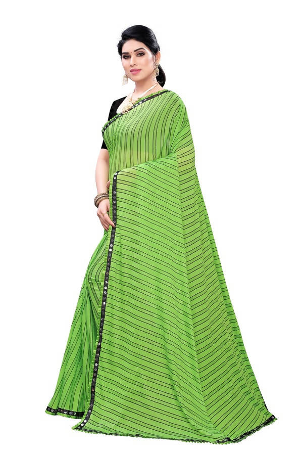 Vamika Green Malai Silk Printed Saree (Zigzag Green) Fashion