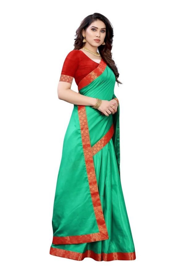 Vamika Rama Green Dola Silk Border Saree (Kirti Rama) For Discount