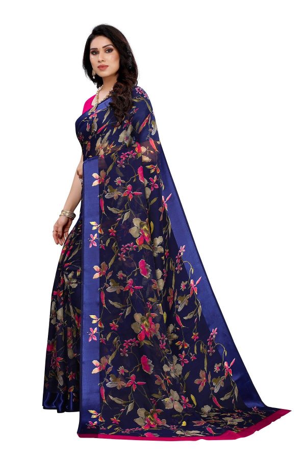 Vamika Navy Linen Satin Patta Saree (MANSI NAVY) For Cheap