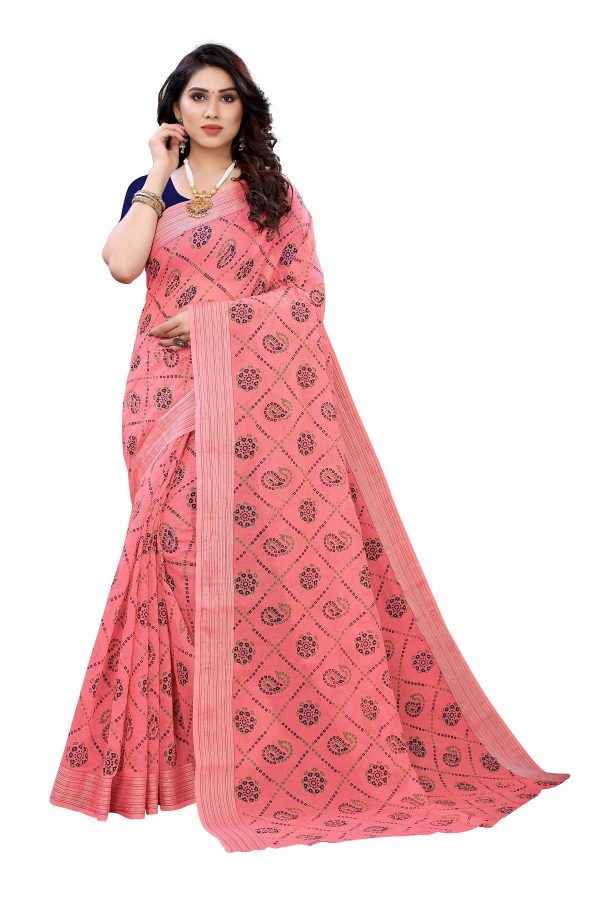 Vamika Peach Linen Jari Border Saree (CHARVI PEACH) Hot on Sale