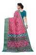 Vamika Pink & Green Linen Jari Border Saree (JANKI PINK) Cheap