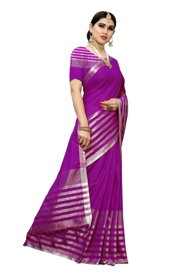 Vamika Purple Cotton Silk Weaving Saree (Twitter Purple) Discount