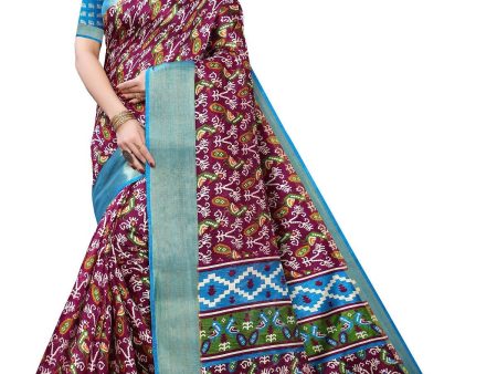 Vamika Purple and Blue Linen Jari Border Saree Online At Low Price Discount