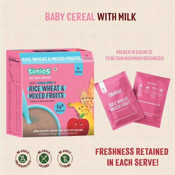 Timios Organic Rice Wheat Mixed Fruit Baby Cereal For Sale