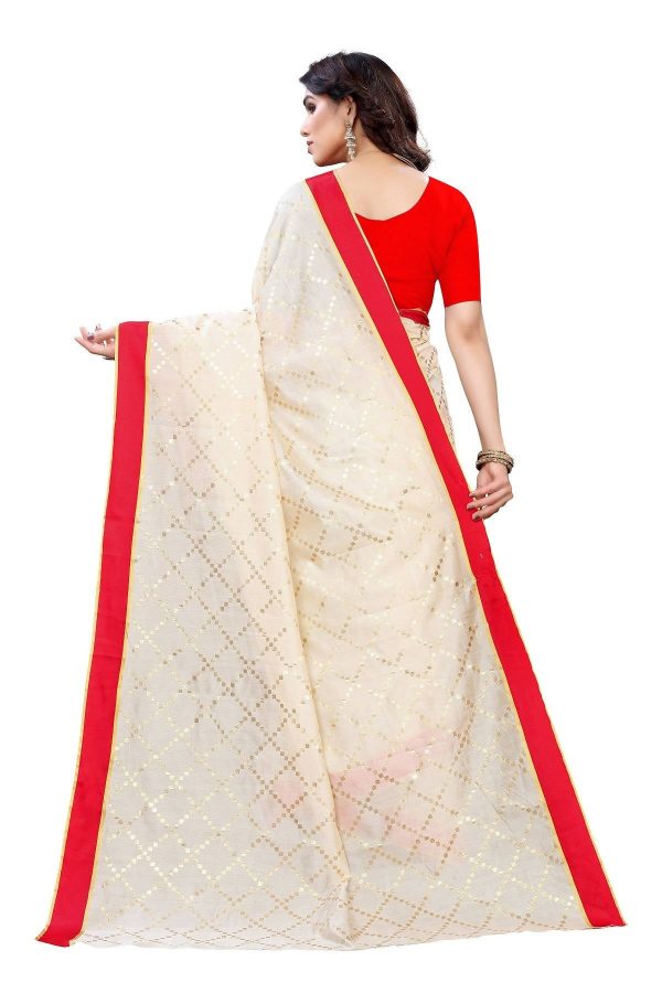 Vamika Cream Linen Foil Print Saree (YOGI CREAM) Online Hot Sale