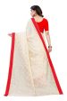 Vamika Cream Linen Foil Print Saree (YOGI CREAM) Online Hot Sale