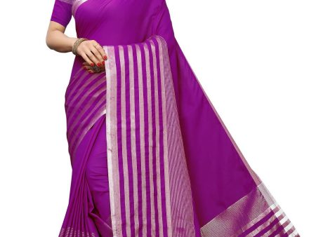 Vamika Purple Cotton Silk Weaving Saree (Twitter Purple) Discount