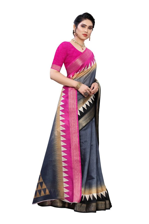 Vamika Grey Linen Jari Border Saree (GUNJAN GREY) on Sale