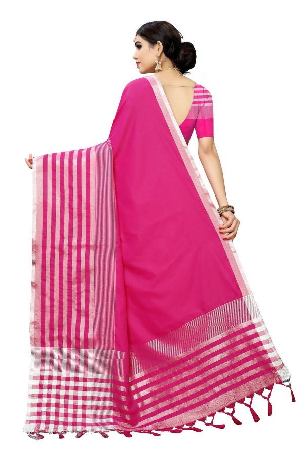 Vamika Pink Cotton Silk Weaving Saree (Twitter Pink) Online Sale