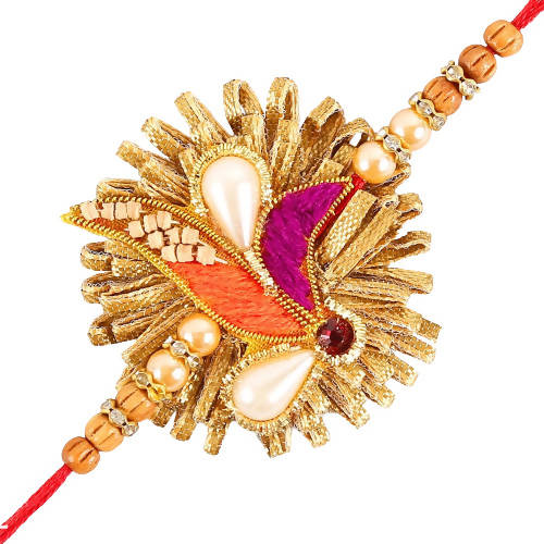 Zardosi Lustrous Rakhi And Soan Papdi Combo Fashion