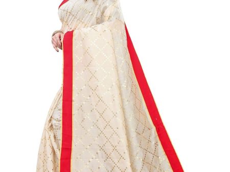 Vamika Cream Linen Foil Print Saree (YOGI CREAM) Online Hot Sale