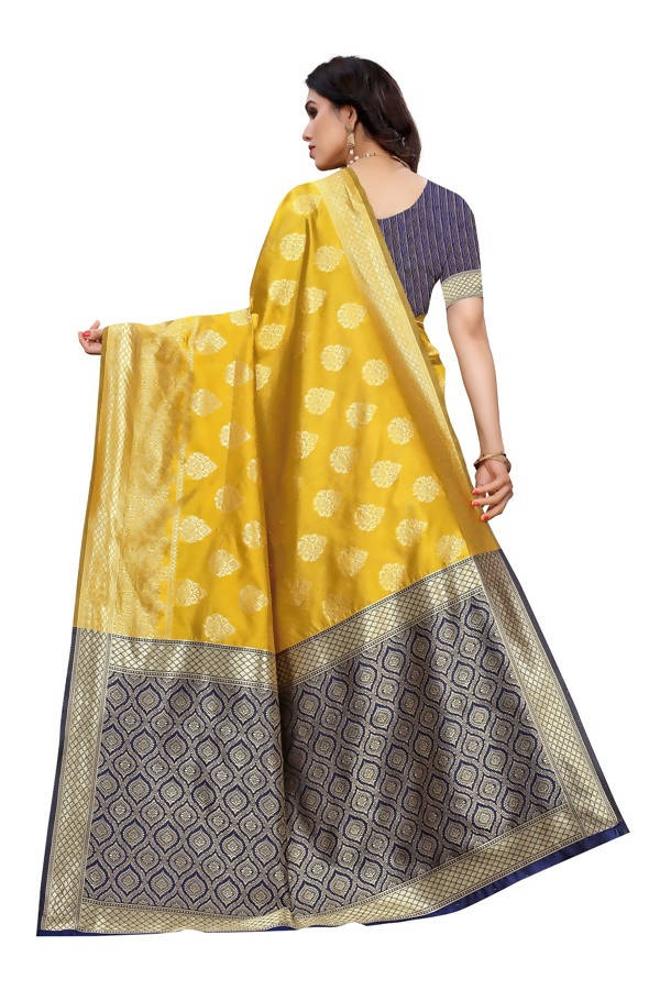 Vamika Banarasi Jacquard Weaving Yellow Saree (Dangal Yellow) Online