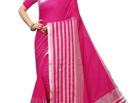 Vamika Pink Cotton Silk Weaving Saree (Twitter Pink) Online Sale