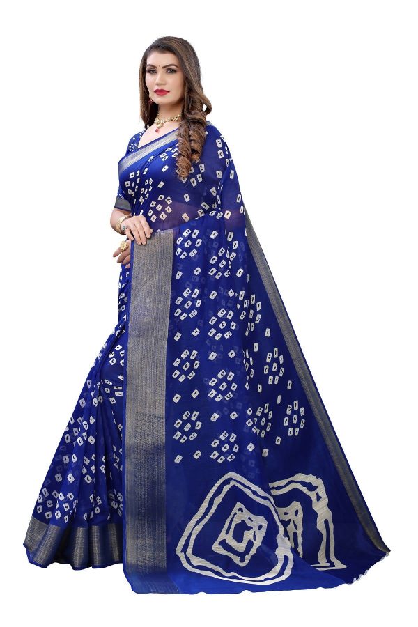 Vamika Beautiful Blue Linen Jari Border Saree (RADHIKA BLUE) Online Sale