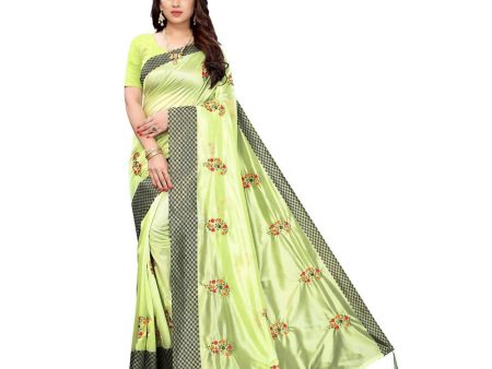 Vamika Parrot Green Crepe Embroidery Saree (Nirali Pista) Discount