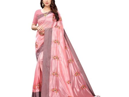 Vamika Pink Crepe Embroidery Saree (Nirali Pink) on Sale