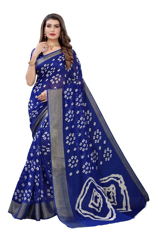 Vamika Beautiful Blue Linen Jari Border Saree (RADHIKA BLUE) Online Sale