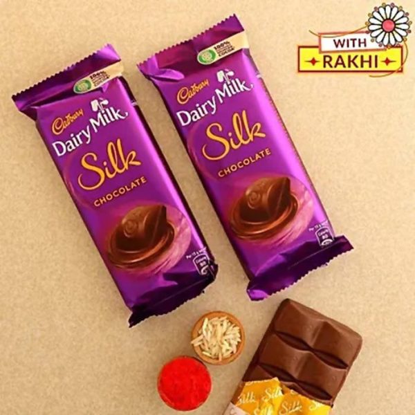 Traditional Lion Face Rakhi & 2 Dairy Milk Silk For Sale