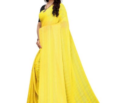 Vamika Yellow Georgette Seqence Saree (Riva Yellow) Supply