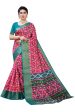 Vamika Pink & Green Linen Jari Border Saree (JANKI PINK) Cheap