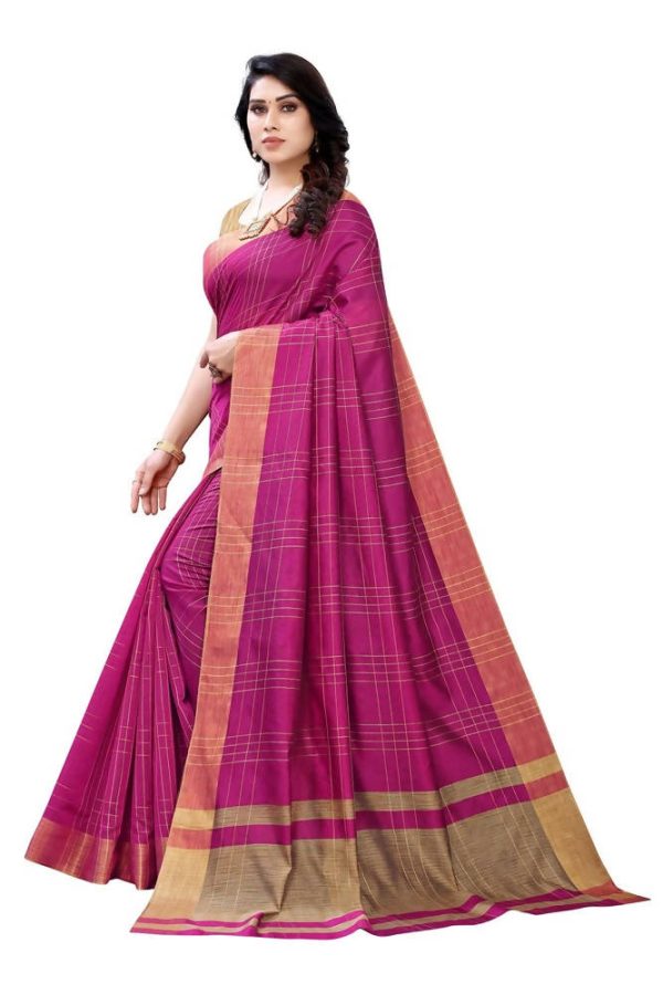 Vamika Pink Cotton Silk Weaving Saree (Anaya Pink) Online Sale