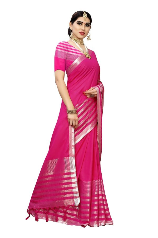 Vamika Pink Cotton Silk Weaving Saree (Twitter Pink) Online Sale