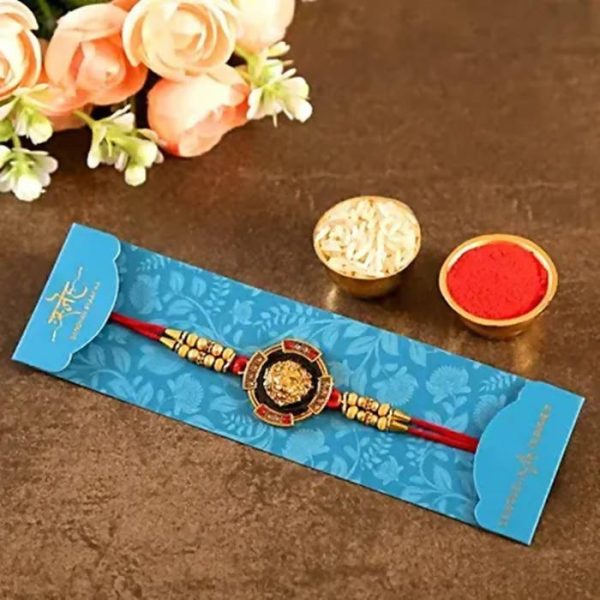 Traditional Lion Face Rakhi & Kaju Roll Box Sale